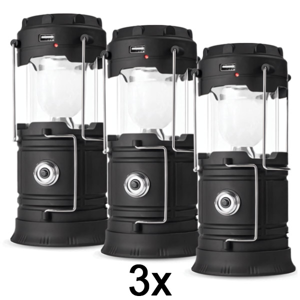 3x Solarna punjiva lanterna za kampiranje + svjetiljka | CAMPGLO