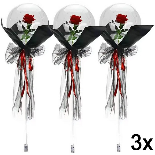 3x LED balon s ružom za nezaboravne trenutke | LOVEBALLOON